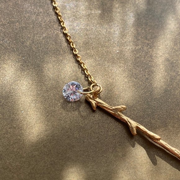 14K Gold Branch Diamond Boutique Feminine Necklace - Picture 2 of 8